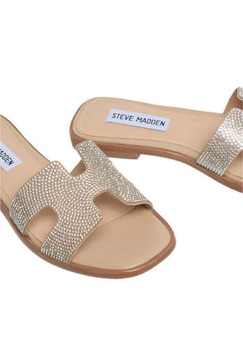 Steve Madden Womens Hadyn Rhinestone Flat Sandals