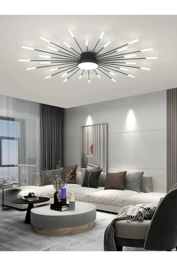 LED CONCEPT LED chandelier with 3 types of light and remote control, 15W, dimmable, black with gold