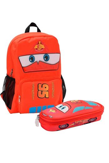 Disney Cars Lightning Mcqueen Bag and Pen Holder Set |   Licensed Children's School Bag