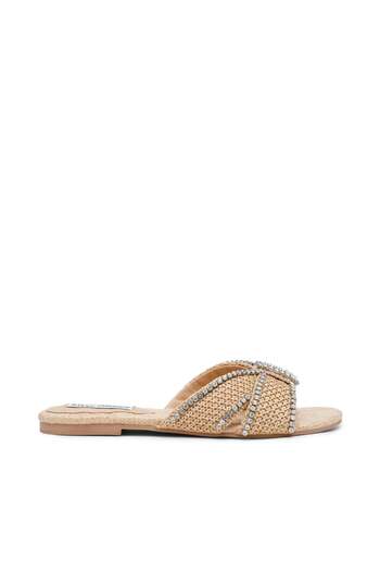 Steve Madden Womens Mirah Natural Raffia Flat Sandals