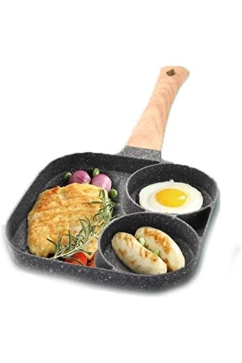 FOXMAG24 Frying Pan with 2 Egg Molds & Mini Grill, Non-Stick, Cool Handle, All Heat Sources, Gray