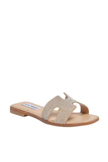 Steve Madden Womens Hadyn Rhinestone Flat Sandals