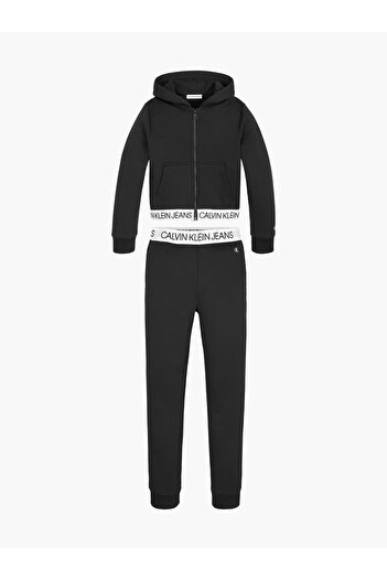 Calvin Klein LOGO TAPE ZIP THROUG Kadın Siyah Sweatshirt