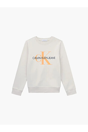 Calvin Klein MONOGRAM LOGO SWEATS Erkek Krem Sweatshirt