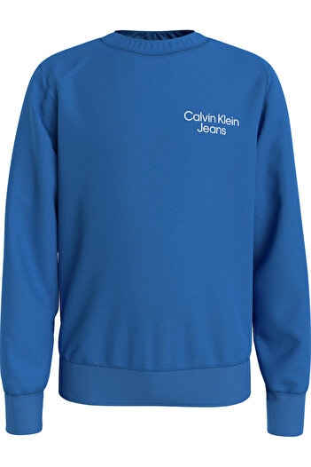Calvin Klein CKJ STACK LOGO SWEAT Erkek Mavi Sweatshirt