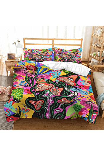 Eviermilaa Bed linen duvet cover 155x220 cm, 1 pillowcase 80x80 cm mushroom print