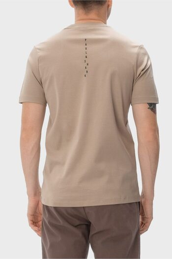 PAUL&SHARK Men's Regular Fit Shark Logo on the Chest Cotton Round Neck Short Sleeve Sand T-Shirt 15311622-119