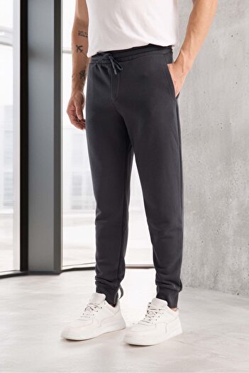 Valiberta Spike Diagonal 3 Thread Cuff Leg Ανδρικό Παντελόνι Φούτερ - Καπνιστό