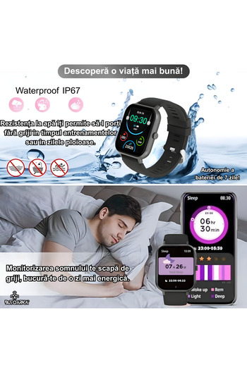 Butoarka SmartWatch Ultra Fit, IOS/Android, Water Resistant, Bluetooth Calling, Notifications, 7-10 Days Battery Life