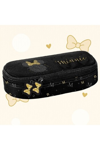 zola Unlined pencil case, Disney Minnie Mouse, 1 compartment, 23 x 10 x 5 cm, black/gold