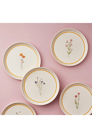 Güral Porselen Flower 6 Parça 21 cm Pasta Takımı 2955