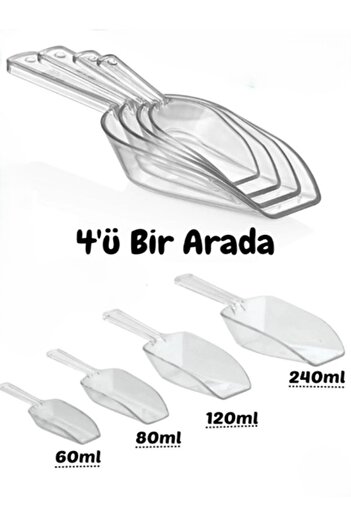 VİALEX Spade Set of 4 Food Shovel, Flour, Sugar, Food, Pulses, Detergent Shovel, Measuring Shovel