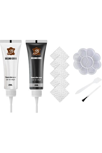 erorex طقم إصلاح الجلد - طقم إصلاح الجلد باللونين الأبيض والأسود، طقم إصلاح الأثاث والأريكة الجلدية المقاومة للماء،