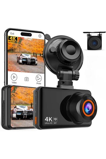 erorex 4K Dash Cam Front Rear Camera, 4K+1080P Dual Dash Cam Wifi, 3 Inch Screen Dash Camera Cars, Night