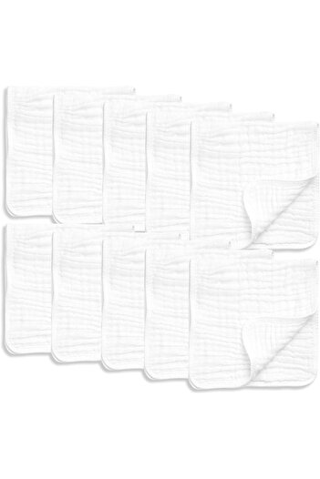 erorex 10 Pack Muslin Burp Cloths Large 20" By 10" 100% Cotton Hand Wash Cloth 6 Layers Extra Absorbent