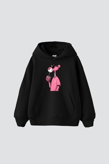 Sekizbiraltı Pink Panther V2 Μπασέλας Oversize Unisex Μαύρο Hoodie