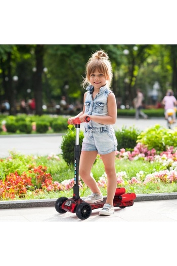 EMATTERIO 3 Wheel Kids Scooter, Adjustable, Foldable with LED Lights, SCOOTER, Sounds and Steam
