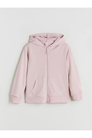 LC Waikiki Lcw Kids Hooded Basic Long Sleeve Girl's Zippered Sweatshirt (W5)