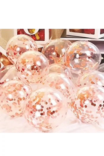 Partifabrik Rosegold Confetti Transparent Balloon 5 Pieces