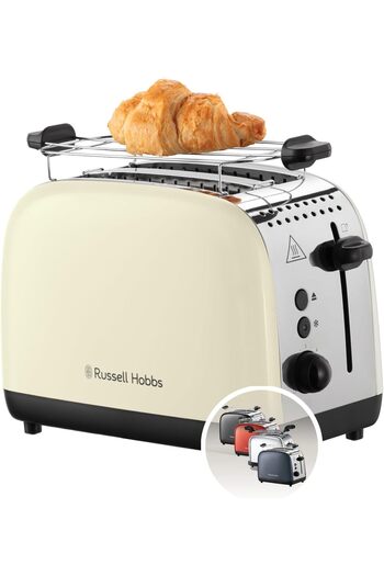 STOREMAX Snshop Hobbs Toaster [for 2 Slices] Colours Plus Inox Cream (Extra Wide Slots,