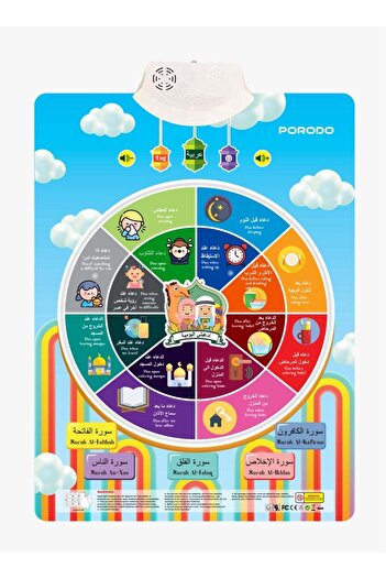 Generic porodo Kids Educational Interactive Dua Chart Wall / Daily Dua and Surah with English and Arabic La