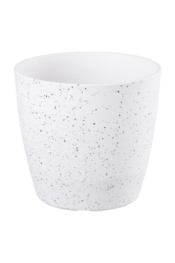SGTT Ghiveci din plastic rezistent, culoare albă, efect de piatră, diametru 23 cm, înălțime 20,5 cm