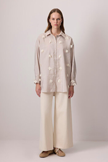 Touché Privé Tulle Flower Embroidered Shirt