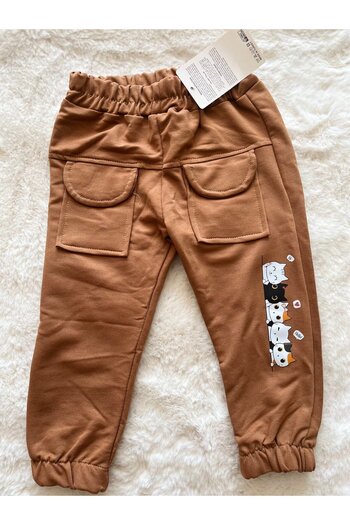 NurcanBebe Cats Single Combed Cotton Bottom with Front Pocket