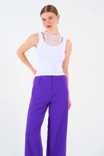 MODA Camisole Undershirt with Lace Inside - White