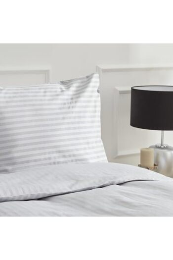 STOREMAX Sellbuyst Home Josef Gray Striped Satin Double Duvet Cover Set Trendy 266450