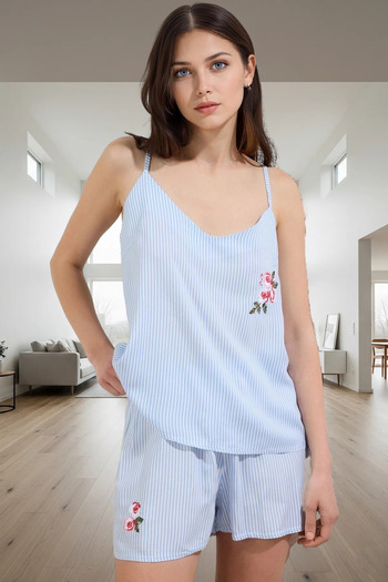 PayBuy Women's Striped Viscose Pajama Set Comfortable Summer Homewear High Quality and Stylish