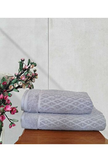 Nurpak 100% Cotton Fulya Bath Set 1 Piece 50X90 cm and 1 Piece 90X150 cm Size Towel