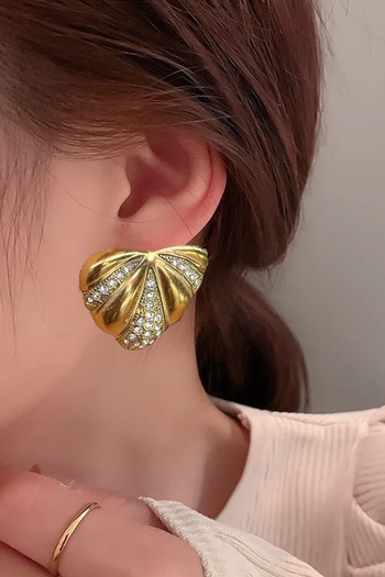 CAŞ DEKORASYON Gold Color Heart Steel Earrings (Pair)