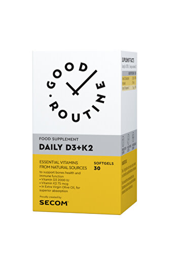 Secom Daily Vitamina D3 + K2, 30 capsule moi,