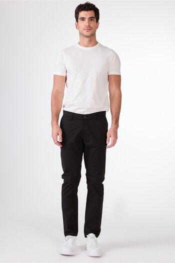 Dufy Black Side Pocket Straight Regular Fit Men's Trousers