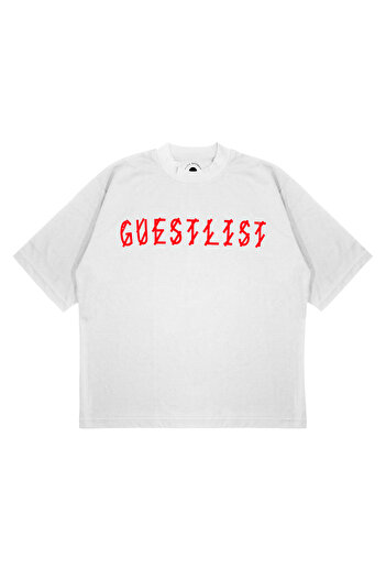 PURE EFFECT Unisex Oversize Guestlist Μπλουζάκι με γραμμένο εμπριμέ Boxy Fit Χοντρό ύφασμα