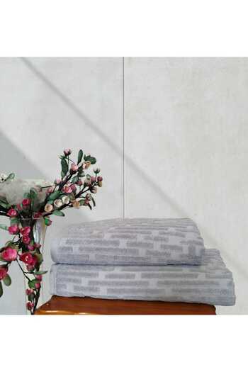 Nurpak 100% Cotton Rug Bathroom Set 1 Piece 50X90 cm and 1 Piece 90X150 cm Size Towel