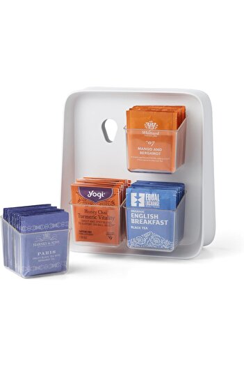 STOREMAX Polysight Transparent Canisters, Tea Tea Bag Organizer Caddy with Cabinet or Pantry Storage, 80-Bag t