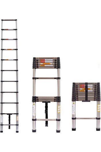 Generic Telescopic Ladder 3.2m 10.5ft Aluminum Folding Extension | Portable Multi Purpose Non Slip Durable