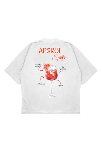 TRAGEDY Unisex Oversize Aperol Spritz Cocktail με στάμπα Boxy Fit Μπλουζάκι από χοντρό ύφασμα