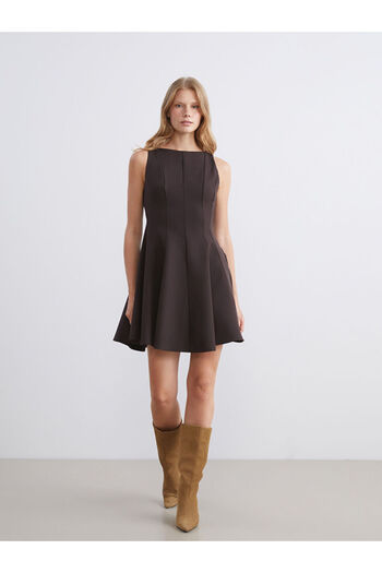 LC Waikiki Create Your Style from Uzg Store |   Boat Neck Waist Fitted Mini Dress