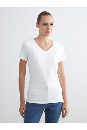 LC Waikiki Sparkling Choices from Shining Store |   V-Neck Plain Women's T-Shirt