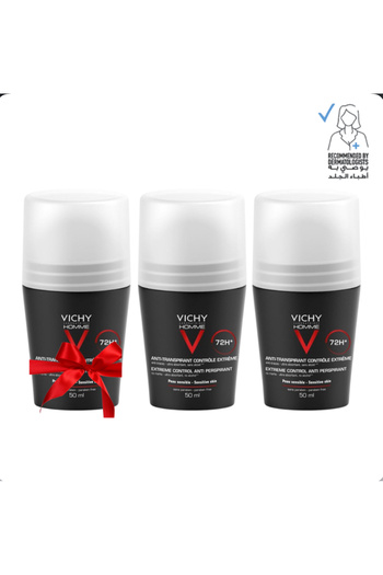 Vichy Vichy Homme Deodorant 72 Hours 50ml, 2 pieces, the third one is free