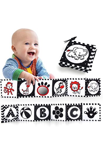 erorex Black White Soft Cloth Book Baby Infant Mirror Tummy Time Baby High Contrast Book Crib Toys 0 3 6