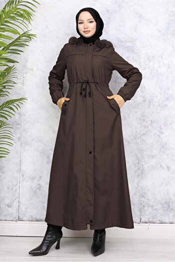 TRENDTESETTÜR Women's Brown Hooded Coat t 1501