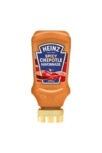 Heinz Spicy Chipotle Mayonnaise Top-Down Squeeze Bottle 225 ml Smooth Creamy Taste with Smoky Heat