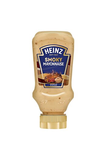 Heinz Smoky Mayonnaise Top-Down Squeeze Bottle 225 ml Creamy Texture with Smoky BBQ Flavor