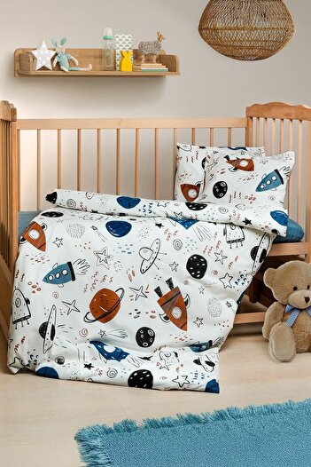 Menderes Home Cotton Collection 100% Cotton Baby Duvet Cover Set Space