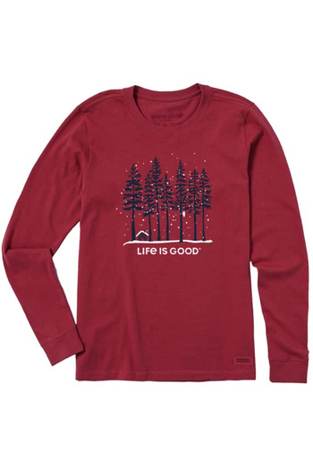 CRUSHER Women's slim long-sleeved T-shirt, red with fir trees XXL