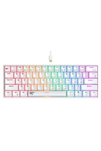 Havit Compact Gaming Keyboard, RGB, USB-C, 200mA, 1.8m, KB903L, White